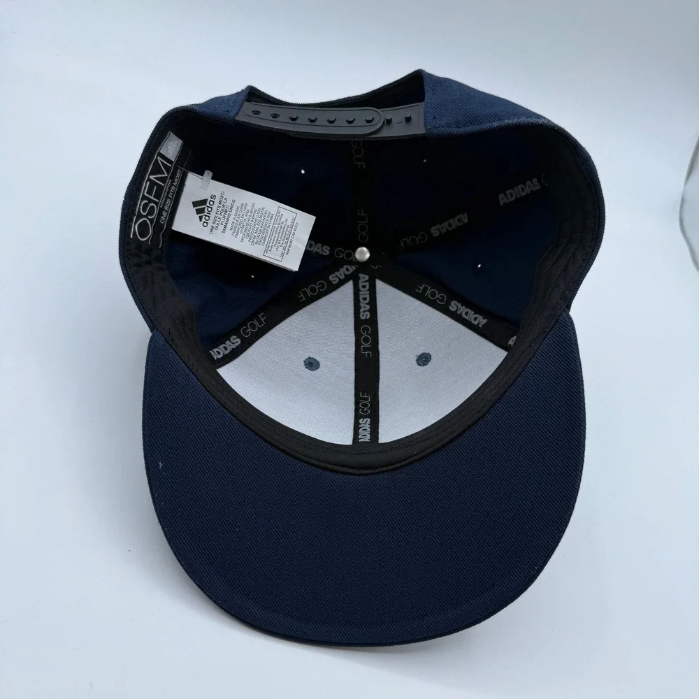 Adidas Golf Hat Men OSFM Blue Heathered Snapback Flat Bill Performance Cap‎